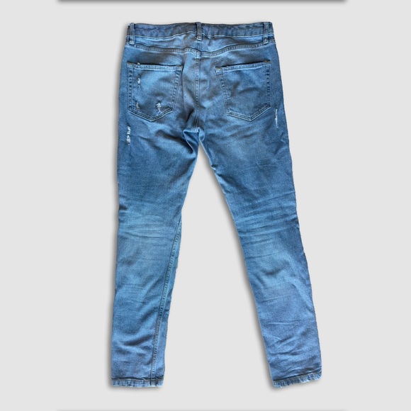 TOPMAN Men’s Distressed Stretch Skinny Blue Jeans 30x30 US 30S Short - Picture 2 of 4